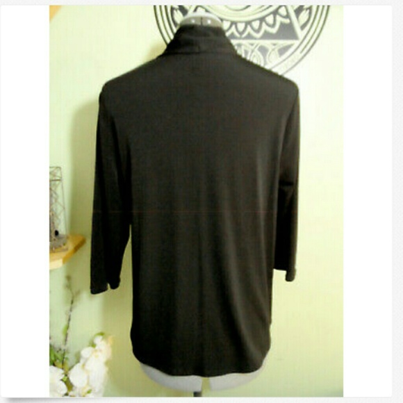 SANGRIA Studded Cardigan Sweater M Little Black Pintucked Draped 3/4 sleeve - Picture 5 of 6